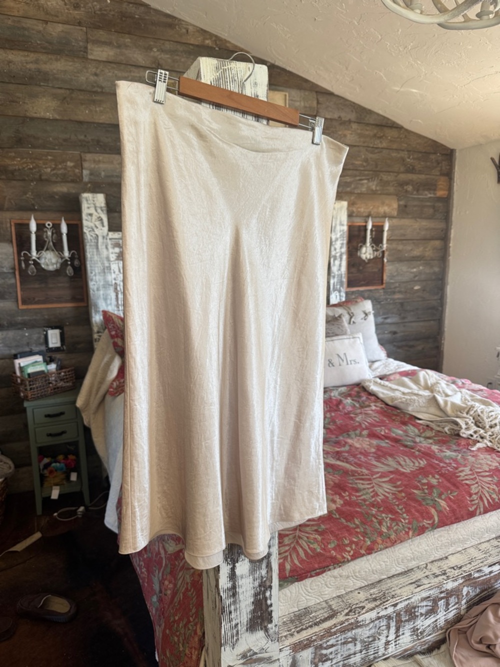 Vince Cream Midi A-Line Skirt